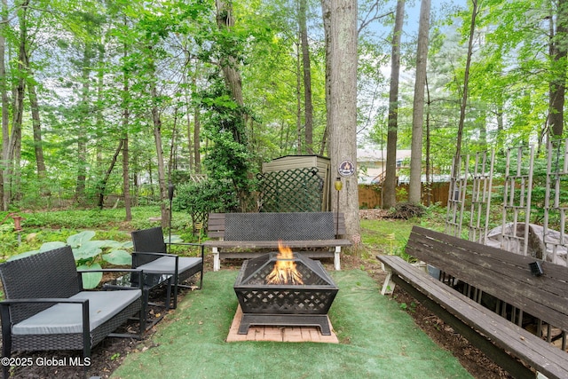 22 Sylvan Ct, Clifton Park, NY 12065 - view of yard featuring a fire pit
