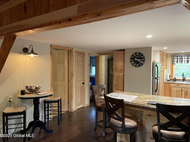 1469 S Shore Rd, Hadley, NY 12835 - dining space with dark wood-style floors and recessed lighting