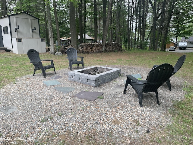 1469 S Shore Rd, Hadley, NY 12835 - view of patio with a fire pit