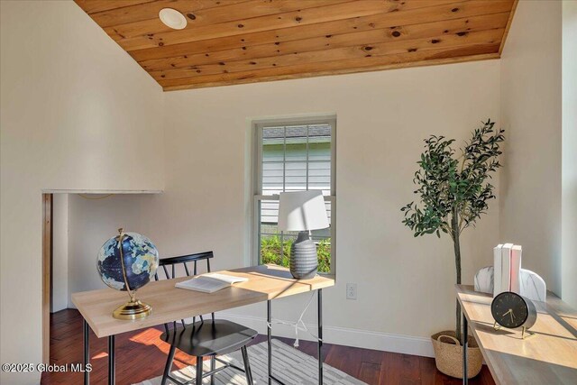 6 Maple Ter, Bethlehem, NY 12054 - home office with wood ceiling, lofted ceiling, and wood finished floors