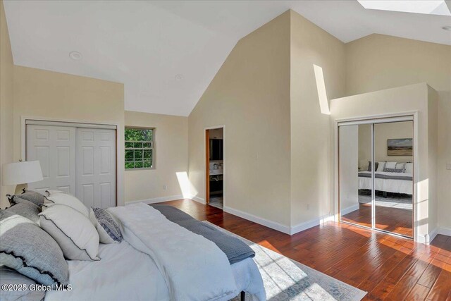 6 Maple Ter, Bethlehem, NY 12054 - bedroom with a closet, hardwood / wood-style floors, and high vaulted ceiling
