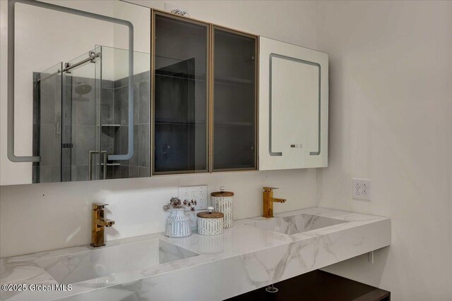 6 Maple Ter, Bethlehem, NY 12054 - bathroom featuring double vanity and a stall shower