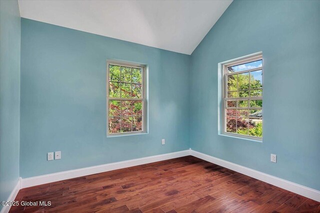 6 Maple Ter, Bethlehem, NY 12054 - unfurnished room featuring lofted ceiling and dark wood-type flooring