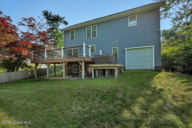 6 Maple Ter, Bethlehem, NY 12054 - rear view of house featuring a wooden deck and a garage