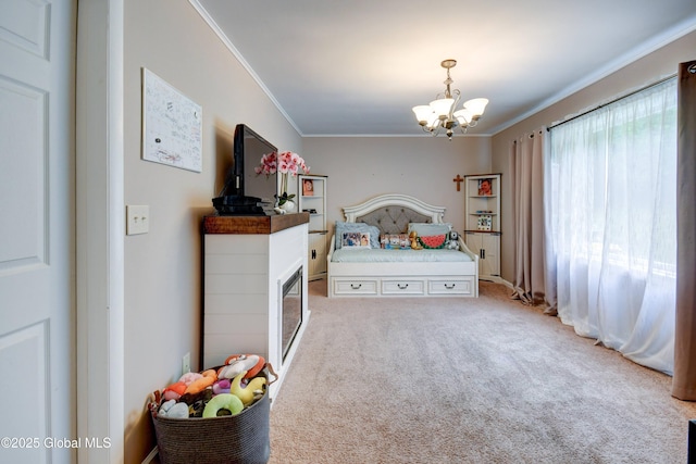 4 Tomohawk Pl, Johnstown, NY 12095 - bedroom featuring crown molding, a chandelier, and carpet