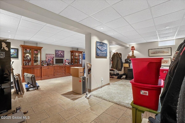 2034 Duanesburg Churches Rd, Duanesburg, NY 12053 - rec room featuring a drop ceiling and light tile patterned floors