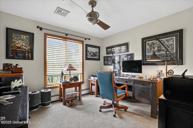 2034 Duanesburg Churches Rd, Duanesburg, NY 12053 - home office with carpet floors and ceiling fan