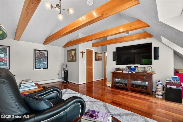 2034 Duanesburg Churches Rd, Duanesburg, NY 12053 - living room with wood finished floors, baseboard heating, and a chandelier