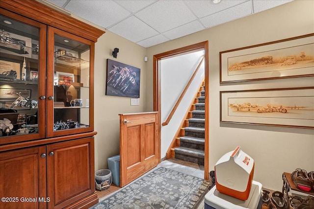 2034 Duanesburg Churches Rd, Duanesburg, NY 12053 - interior space with stairs and a paneled ceiling