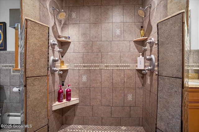 2034 Duanesburg Churches Rd, Duanesburg, NY 12053 - full bath with tile walls, tiled shower, and vanity