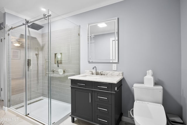 67 Victoria Way, Albany, NY 12209 - full bathroom with ornamental molding, vanity, and a stall shower