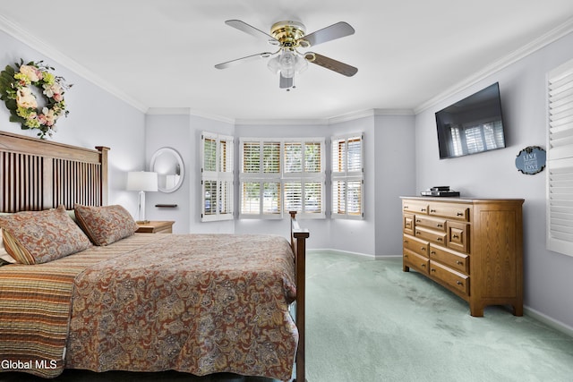 67 Victoria Way, Albany, NY 12209 - bedroom featuring light carpet, ornamental molding, and a ceiling fan