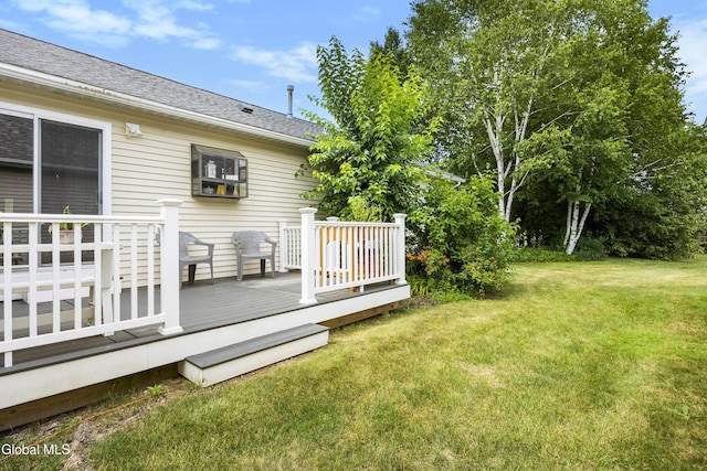 67 Victoria Way, Albany, NY 12209 - view of grassy yard featuring a wooden deck