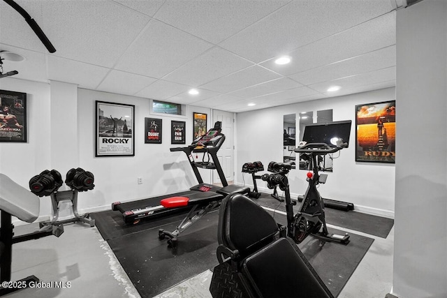 47 Mountainview Ter, North Greenbush, NY 12144 - exercise room with recessed lighting and a drop ceiling