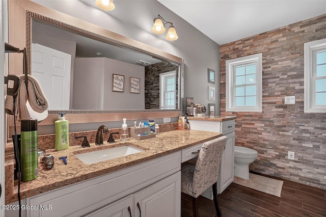 47 Mountainview Ter, North Greenbush, NY 12144 - bathroom featuring vanity, plenty of natural light, and wood finished floors
