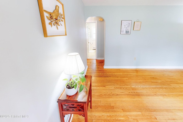 9 Arlene Ave, Guilderland, NY 12203 - hallway featuring arched walkways and wood finished floors