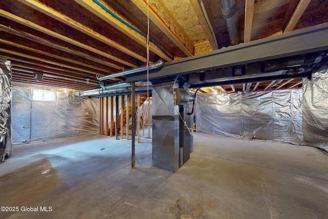 113 Fieldstone Dr, Niskayuna, NY 12304 - basement featuring heating unit and stairs
