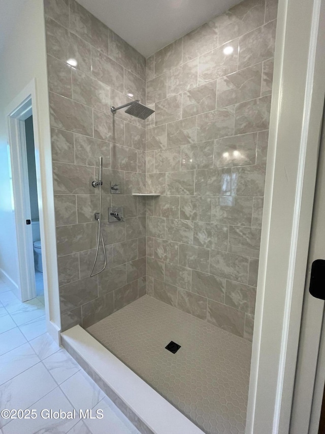 101 W High St, Ballston Spa, NY 12020 - full bathroom with tiled shower and marble finish floors