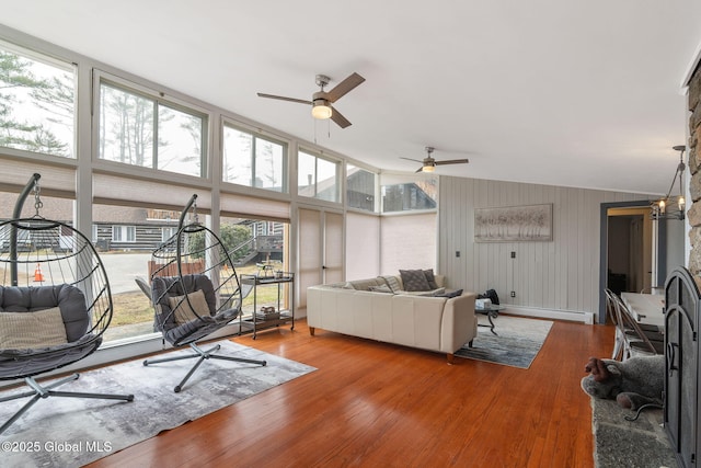 4A High Pines Ter, Warrensburg, NY 12817 - living area with wood finished floors, ceiling fan, and baseboard heating