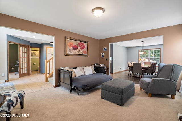 10 Overlook Dr, Wilton, NY 12831 - living area featuring light carpet and stairway