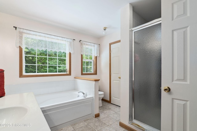 10 Overlook Dr, Wilton, NY 12831 - bathroom with a stall shower, a bath, tile patterned flooring, and vanity