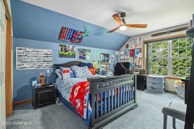 10 Overlook Dr, Wilton, NY 12831 - carpeted bedroom featuring vaulted ceiling, ceiling fan, and a desk