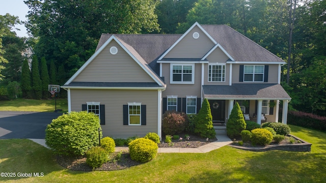 76 Hoffman Ct, Milton, NY 12020 - view of front of house with a front lawn and covered porch