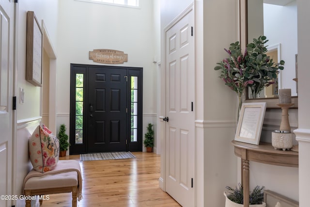 76 Hoffman Ct, Milton, NY 12020 - entryway with plenty of natural light, light wood-style flooring, and a high ceiling