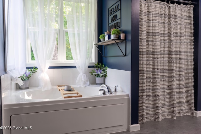 76 Hoffman Ct, Milton, NY 12020 - bathroom with a garden tub and a shower with curtain