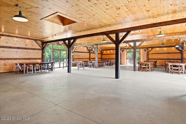 284 Edgemont Rd, Moriah, NY 12960 - view of home's community featuring wooden ceiling, wood walls, and outdoor dining area