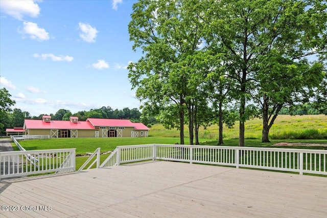 284 Edgemont Rd, Moriah, NY 12960 - wooden deck with a yard and view of scattered trees