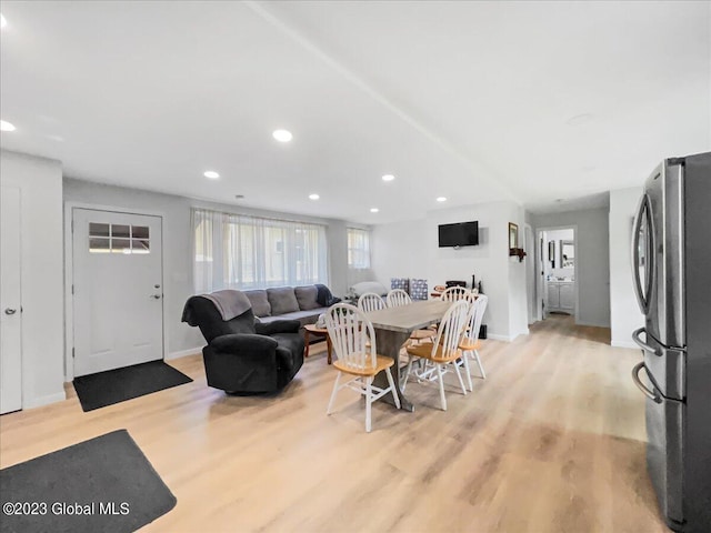 284 Edgemont Rd, Moriah, NY 12960 - dining room with light wood-style flooring and recessed lighting