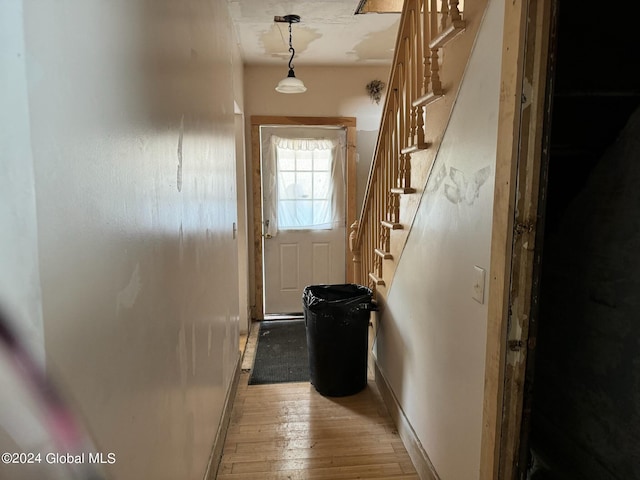 112 Mason St, Johnstown, NY 12095 - entryway with hardwood / wood-style floors and stairs