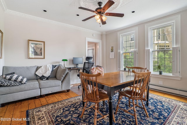 462-470 2nd Ave, Troy, NY 12182 - dining area featuring light wood-type flooring, a ceiling fan, and crown molding