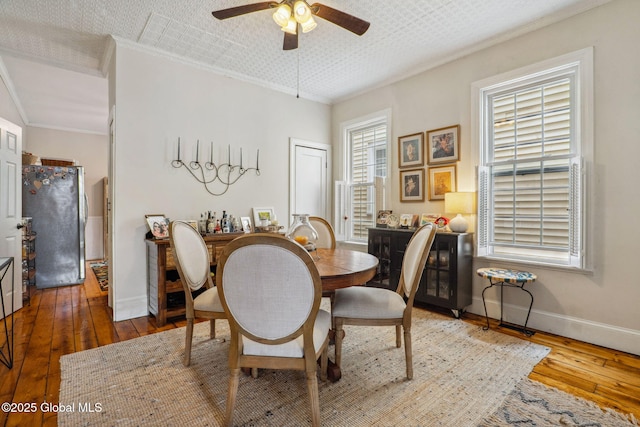 462-470 2nd Ave, Troy, NY 12182 - dining area with hardwood / wood-style flooring, ceiling fan, and crown molding
