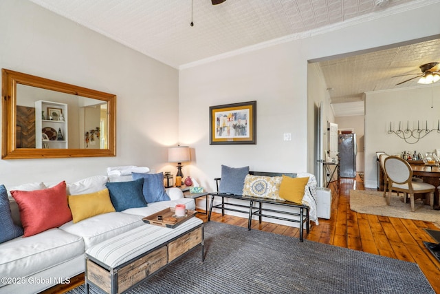 462-470 2nd Ave, Troy, NY 12182 - living room with ceiling fan, crown molding, and wood-type flooring