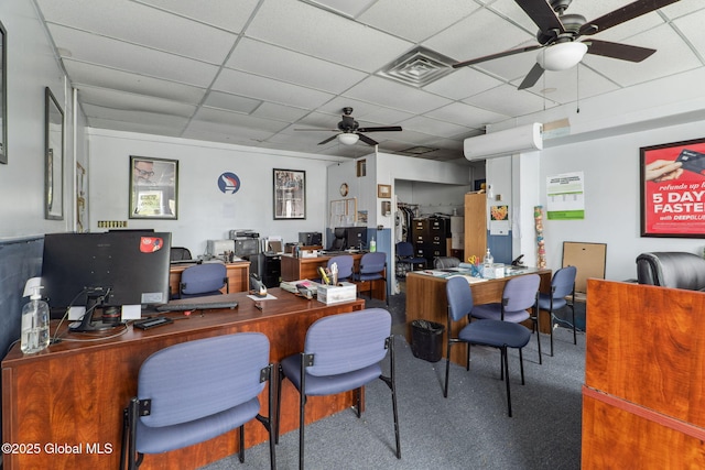 462-470 2nd Ave, Troy, NY 12182 - carpeted office space featuring ceiling fan and a drop ceiling