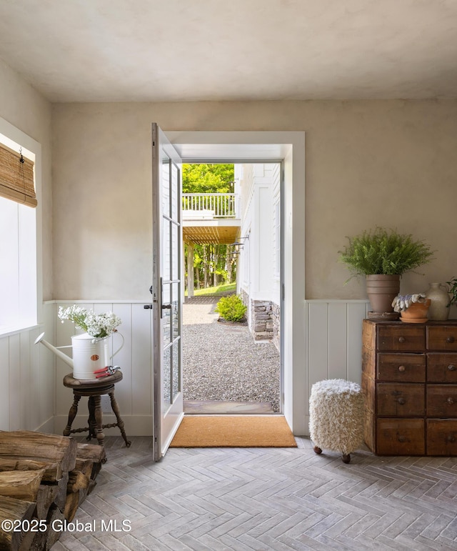 1174 Potter Mountain Rd, Gilboa, NY 12076 - doorway featuring a wainscoted wall