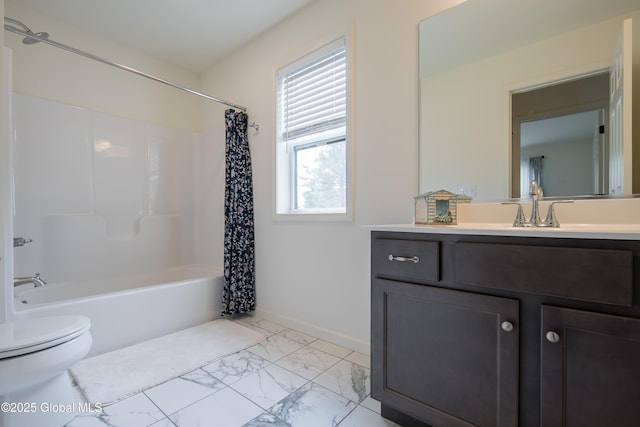 24 Utica Ave, Colonie, NY 12110 - bathroom with marble look tile flooring, vanity, and shower / bath combo