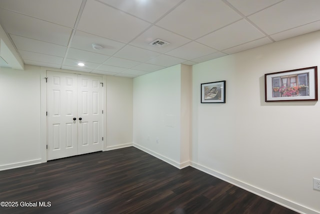 24 Utica Ave, Colonie, NY 12110 - basement with a drop ceiling and dark wood finished floors