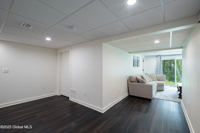 24 Utica Ave, Colonie, NY 12110 - below grade area with dark wood-type flooring, recessed lighting, and a drop ceiling