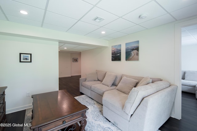24 Utica Ave, Colonie, NY 12110 - living room with a drop ceiling, recessed lighting, and dark wood-style floors