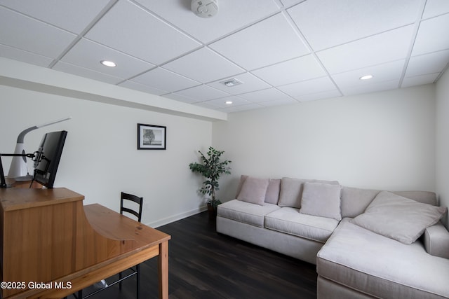 24 Utica Ave, Colonie, NY 12110 - living room with dark wood-style floors, recessed lighting, and a drop ceiling