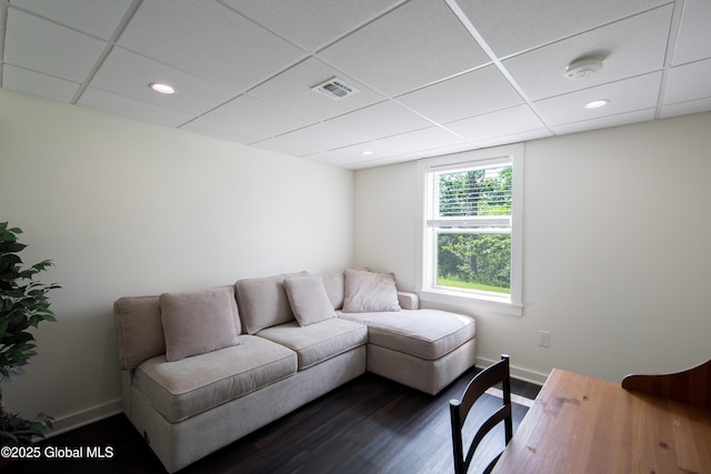 24 Utica Ave, Colonie, NY 12110 - living area with a drop ceiling, dark wood-type flooring, and recessed lighting