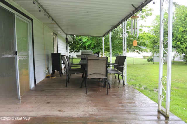 143 Maple Ave, Middleburgh, NY 12122 - wooden terrace with outdoor dining area