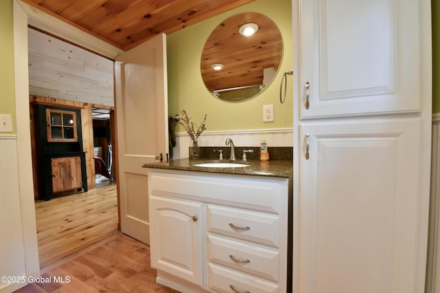 23 S Copeland Pond Way, Fort Ann, NY 12827 - bathroom with wood ceiling, vanity, and wood finished floors
