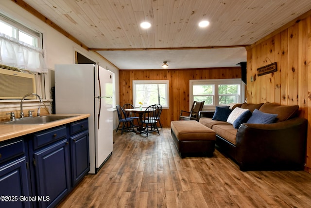 23 S Copeland Pond Way, Fort Ann, NY 12827 - living area featuring wood ceiling, wooden walls, light wood-style floors, cooling unit, and recessed lighting