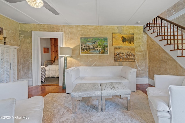 378 County Route 354, Rensselaerville, NY 12469 - living room featuring wood finished floors and stairs