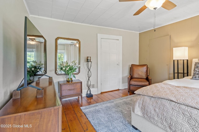378 County Route 354, Rensselaerville, NY 12469 - bedroom with crown molding, wood-type flooring, and ceiling fan
