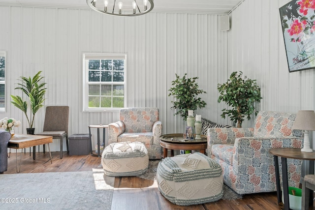 378 County Route 354, Rensselaerville, NY 12469 - living area with wood finished floors and a chandelier